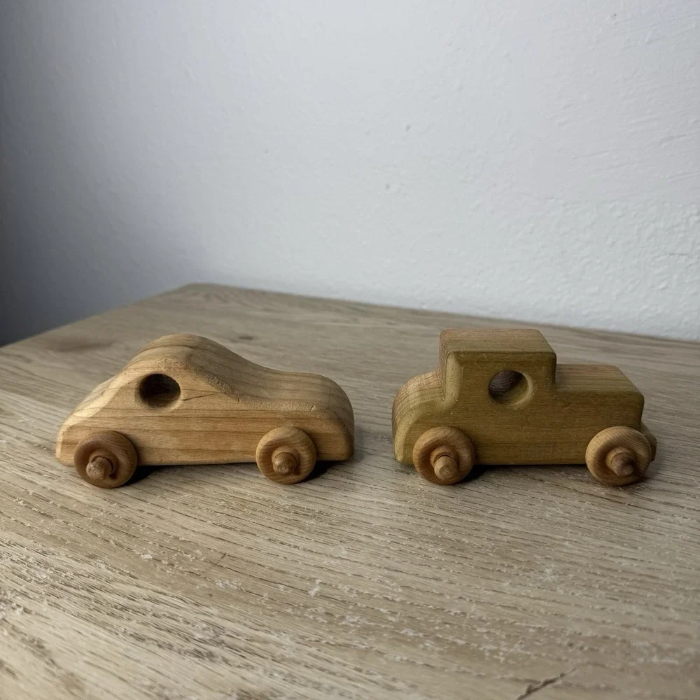 Handmade Carved Wood Cars Set of‎ 2 Race Car / Model T - Toysforblessings